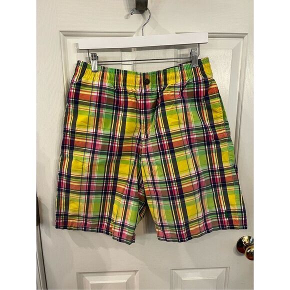 Polo Ralph Lauren Yellow Easter Plaids Bostd Shorts Swim Trunks sz EUC - Picture 1 of 6